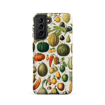 Fruits & Vegetables - Nouveau Larousse Samsung Case, Galaxy S21 / Matte, White Smartphone Case Vintage Botanical Print Fruits Vegetables