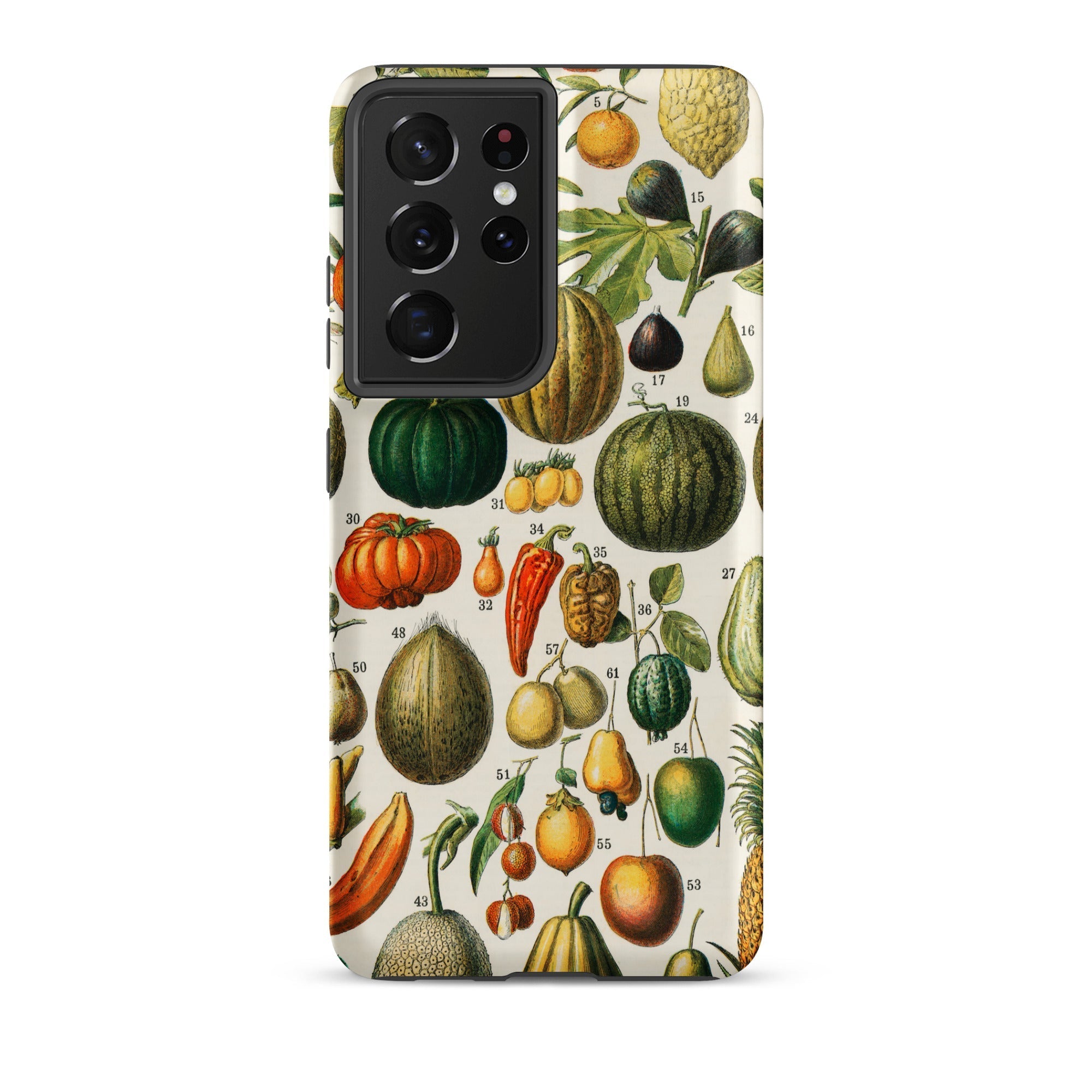Fruits & Vegetables Nouveau Larousse Samsung Case, Galaxy S21 Ultra / Matte, White Phone Case Vintage Botanical Fruit Vegetable Print
