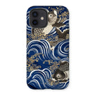 Fukusa and Carp - Japanese Meiji Art Iphone Case, 12 / Matte, Decorative Phone Case Koi Fish Stylized Blue Waves