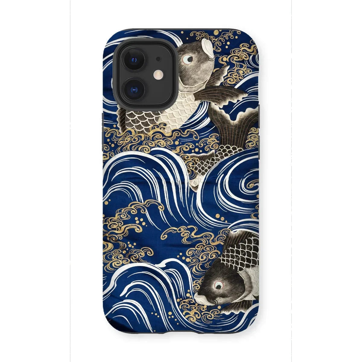 Fukusa and Carp - Japanese Meiji Art Iphone Case, 12 Mini / Matte, Phone Case Japanese-style Wave Fish Design