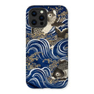 Fukusa and Carp - Japanese Meiji Art Iphone Case, 12 Pro Max / Matte, Iphone Case Japanese-style Wave Koi Fish Design Blue