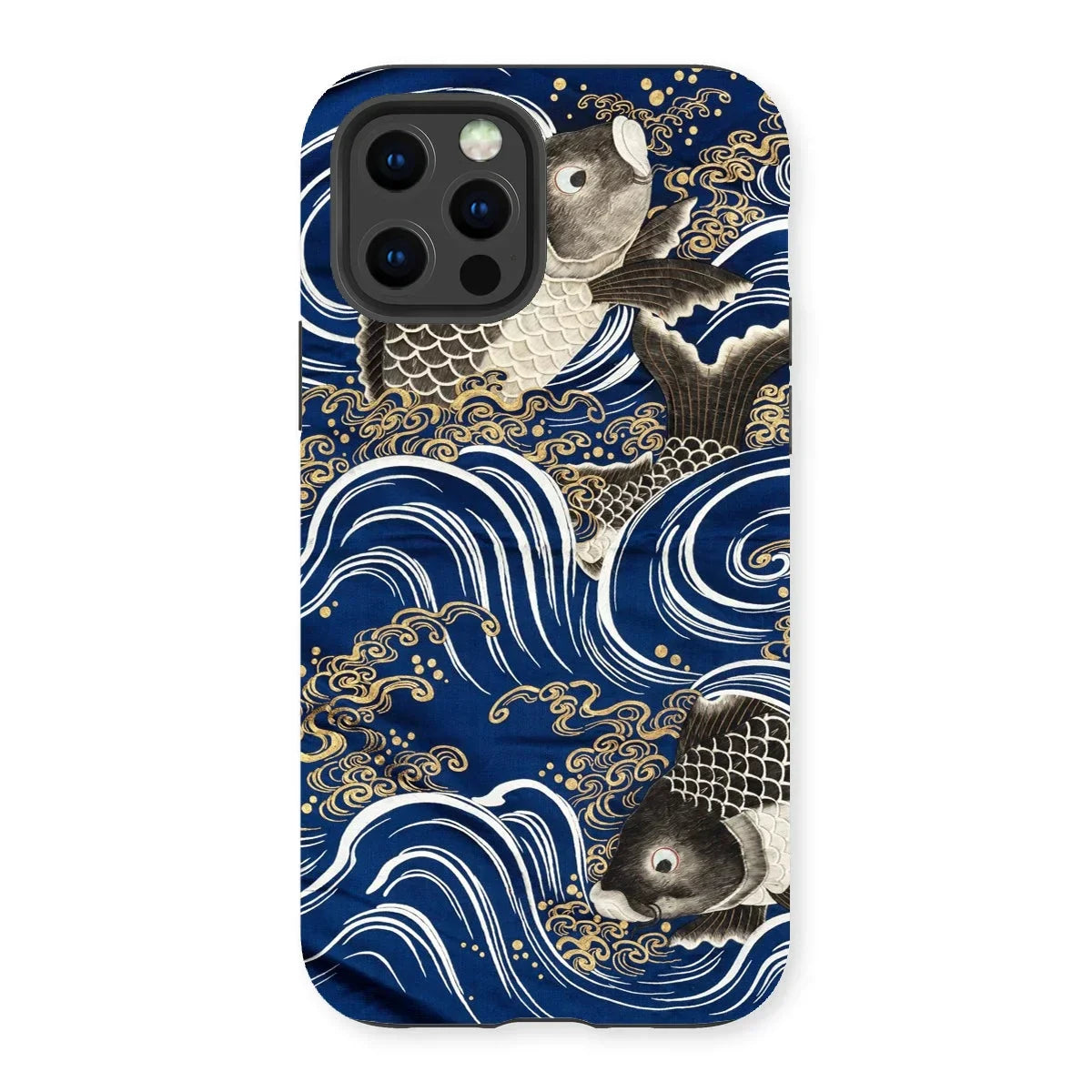 Fukusa and Carp - Japanese Meiji Art Iphone Case, 13 Pro / Matte, Iphone Case Japanese-style Wave Koi Fish Design Blue