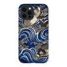Fukusa and Carp - Japanese Meiji Art Iphone Case, 13 Pro Max / Matte, Iphone Case Japanese-style Wave Koi Fish Design Blue