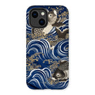 Fukusa and Carp - Japanese Meiji Art Iphone Case, 14 Plus / Matte, Decorative Phone Case Japanese-style Wave Koi Fish Design