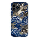 Fukusa and Carp - Japanese Meiji Art Iphone Case, 14 Pro Max / Matte, Decorative Phone Case Japanese-style Wave Koi Fish Design