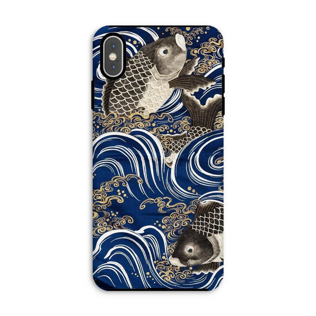 Fukusa and Carp - Japanese Meiji Art Iphone Case, Xs Max / Matte, Phone Case Japanese-style Design Koi Fish Blue Waves