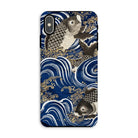 Fukusa and Carp - Japanese Meiji Art Iphone Case, Xs Max / Matte, Phone Case Japanese-style Design Koi Fish Blue Waves