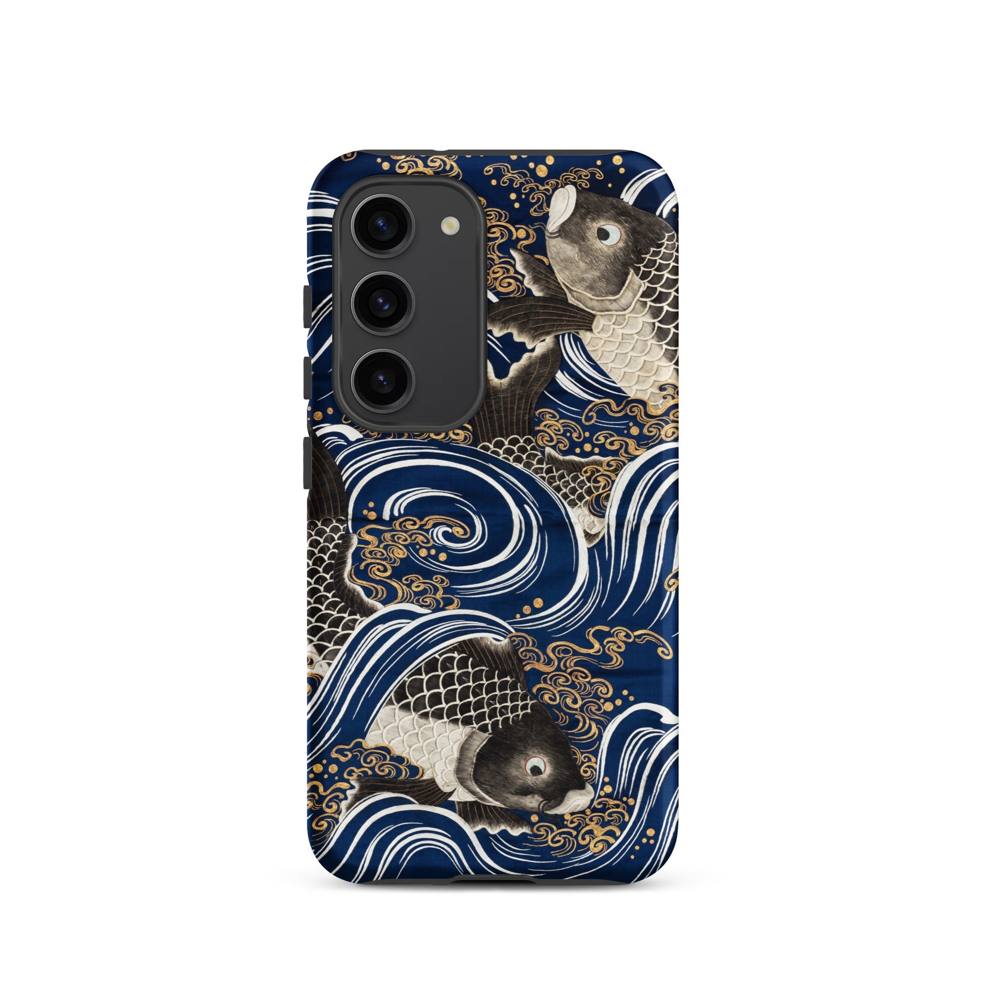 Fukusa and Carp Japanese Meiji Art Samsung Case, Galaxy S23 / Matte, Smartphone Case Japanese Style Design Koi Fish Waves
