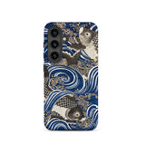 Fukusa and Carp - Japanese Meiji Art Samsung Case, Galaxy S24 / Matte, Blue Smartphone Case Design Black White Koi Fish
