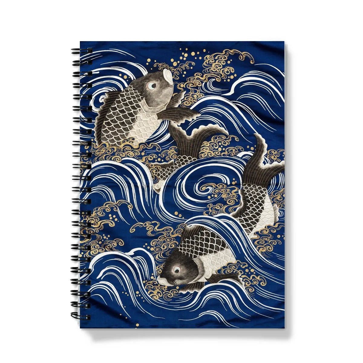 Fukusa And Carp In Waves - Meiji Period Art Notebook - A5 / Graph - Notebooks & Notepads - Aesthetic Art