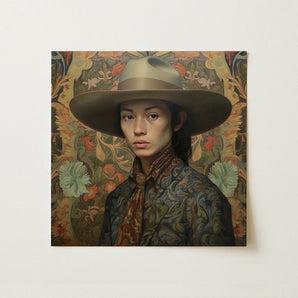 Fulin - Chinese Gay Cowboy Art Print / Canvas, 12x12’’ / 31x31cm / Unframed / no Border, Posters Prints & Visual Artwork, Toby Leon