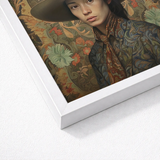 Framed Art Print Woman Ornate Wide-brimmed Hat Patterned Dandy Gaysian Cowboy, Elegant Chinese Outlaw’s, Spirit’s Queer