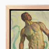Framed Canvas Print Muscular Male Figure Earthy Tones Ferdinand Hodler, Nude, Signed, Form Pienezza, Primordial Force Made, Flesh,