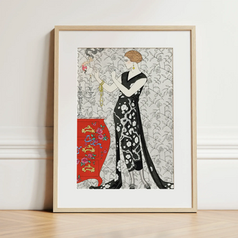 Fumée - George Barbier 1920s Fashion Art Print / Canvas, 12x16’’ / 31x41cm / Natural Frame / Matboard, Posters Prints & Visual Artwork,