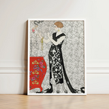 Fumée - George Barbier 1920s Fashion Art Print / Canvas Framed Deco-style Illustration Woman Elegant Black White, Parisian Haute Couture,