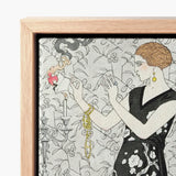 Fumée - George Barbier 1920s Fashion Art Print / Canvas Framed Artwork Stylized Illustration Woman Black White Gold, Parisian Haute