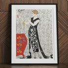 Fumée - George Barbier 1920s Fashion Art Print, Framed Art Print Elegant Figure Patterned Black Dress