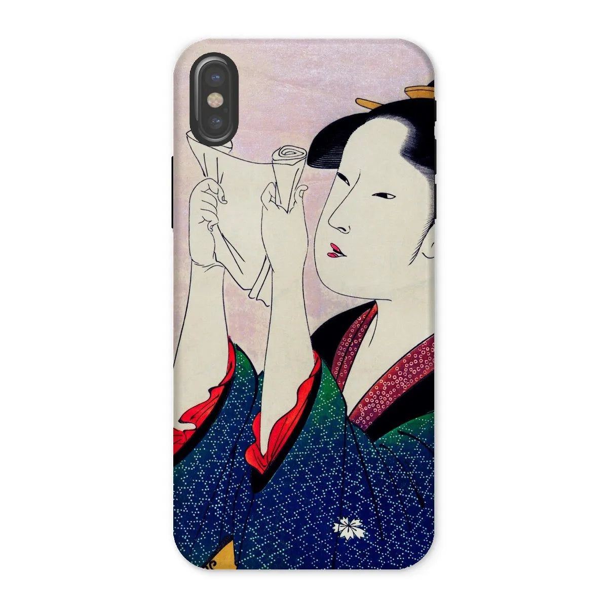 Fumiyomu Onna - Japanese Ukiyo-e Phone Case - Utamaro - Iphone x / Matte - Mobile Phone Cases - Aesthetic Art
