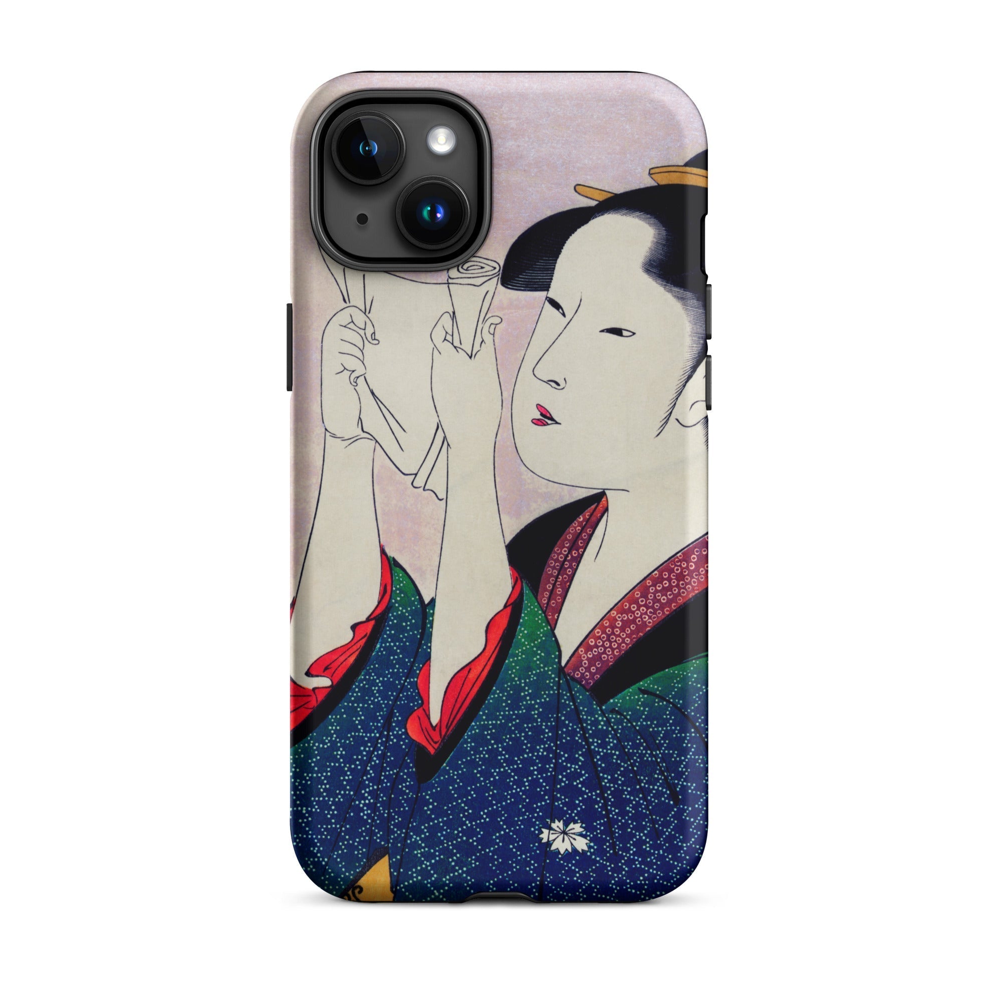 Fumiyomu Onna Kitagawa Utamaro Iphone Case, 15 Plus / Matte, Phone Case Japanese Art