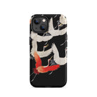 Furisode with Myriad of Flying Cranes Iphone Case, 14 / Matte, Black Iphone Case Vibrant Red White Crane Bird