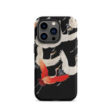 Furisode with Myriad of Flying Cranes Iphone Case, 14 Pro / Matte, Black Iphone Case Traditional Japanese Crane Pattern