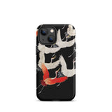 Furisode with Myriad of Flying Cranes Phone Case Iphone 13 Mini / Matte Black Iphone Case Vibrant Red White Crane Pattern Ivory Wings