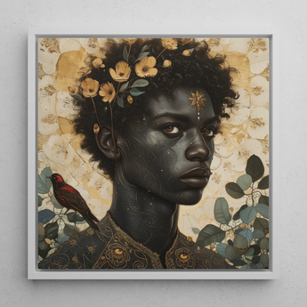 The one - Gay Black God Art Print / Canvas, 12x12’’ / 31x31cm / White Frame, Posters Prints & Visual Artwork, Toby Leon