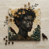 The one - Gay Black God Art Print / Canvas Square Painting Portrait Woman Dark Skin Curly, Queer, Bold Statements Prints