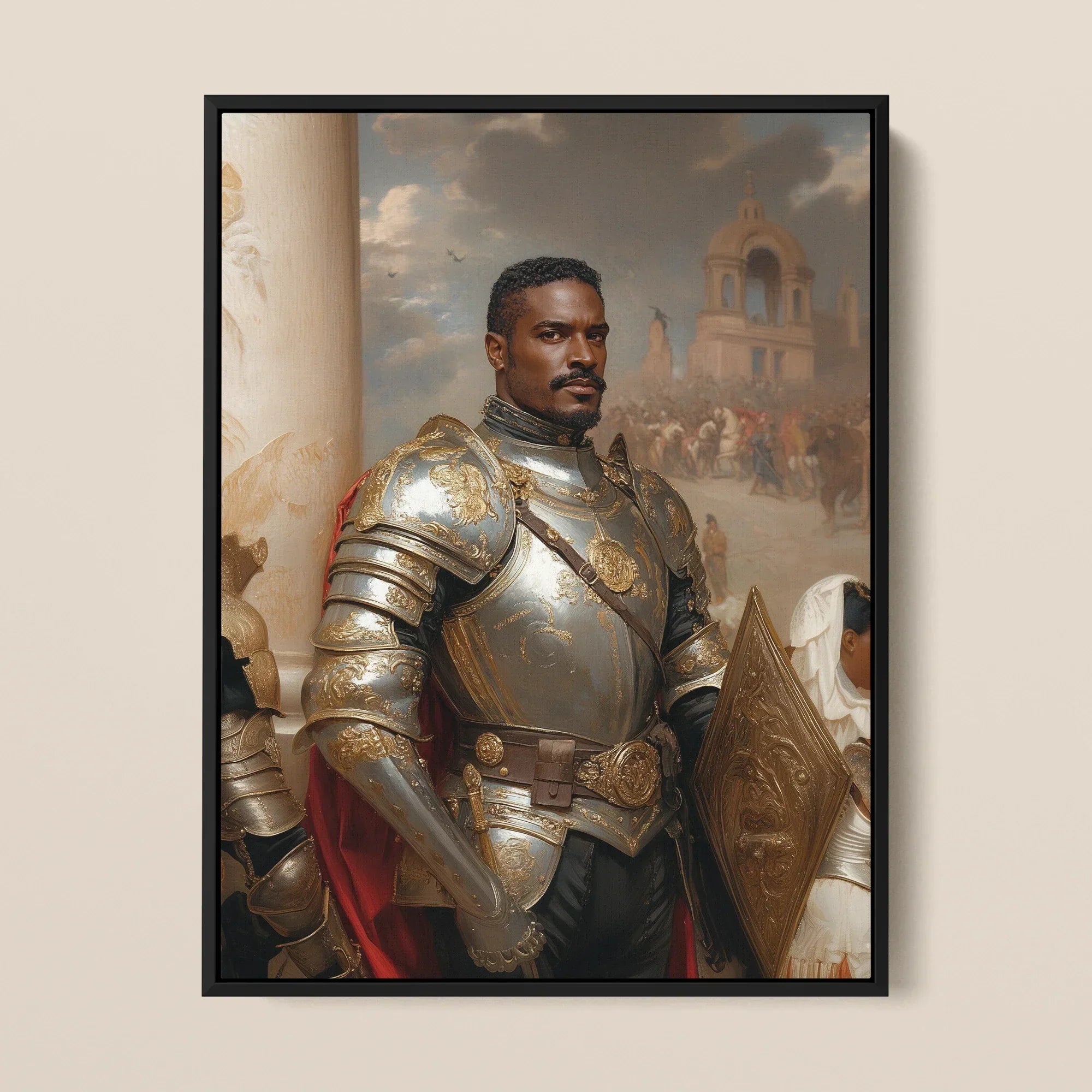 The General - Vintage Gay Military Art Framed Canvas, Framed Portrait Knight