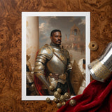 The General - Vintage Gay Military Art Print / Canvas Framed Portrait Man Ornate Silver Gold Armor Red Marvel, Classical Renaissance