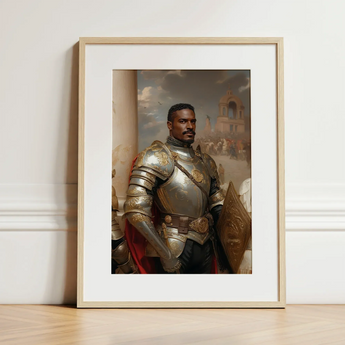 The General - Vintage Gay Military Art Print / Canvas Framed Portrait Man Ornate Silver Gold Armor Red Marvel, Classical Renaissance