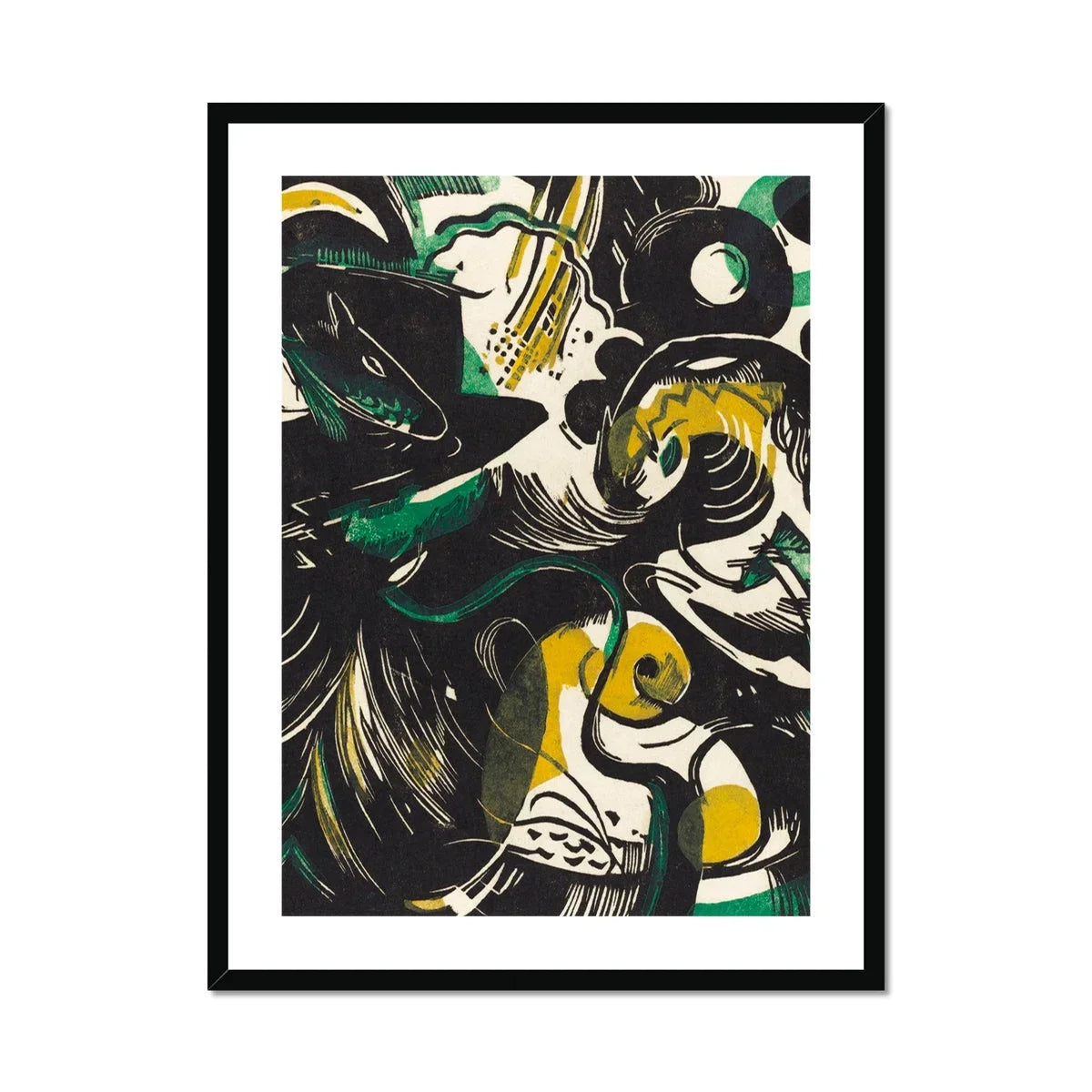 Genesis Ii - Franz Marc Abstract Expressionist Art Print, Abstract Artwork Bold Shapes Black Yellow Green