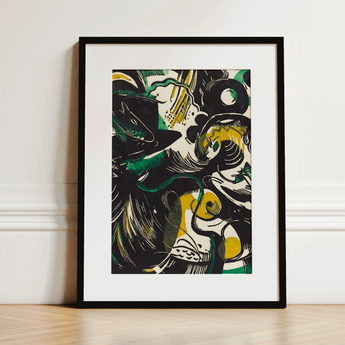 Genesis Ii - Franz Marc Abstract Expressionist Art Print / Canvas, 12x16’’ / 31x41cm / Black Frame / Matboard, Posters Prints & Visual