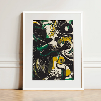 Genesis Ii - Franz Marc Abstract Expressionist Art Print / Canvas, 12x16’’ / 31x41cm / White Frame / Matboard, Posters Prints & Visual