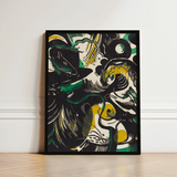 Genesis Ii - Franz Marc Abstract Expressionist Art Print / Canvas Black-framed Artwork Bold Green Yellow White Linework Marc’s, Primordial
