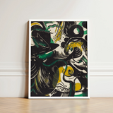 Genesis Ii - Franz Marc Abstract Expressionist Art Print / Canvas Framed Artwork Bold Black Green Yellow Shapes Marc’s, Primordial Energy