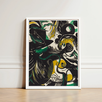 Genesis Ii - Franz Marc Abstract Expressionist Art Print / Canvas Framed Artwork Bold Black Green Yellow Shapes Marc’s, Primordial Energy