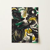 Genesis Ii - Franz Marc Abstract Expressionist Art Print / Canvas Abstract Art Print Bold Black Green Yellow Linework Franz Marc’s Genesis,