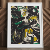 Genesis Ii - Franz Marc Abstract Expressionist Art Print / Canvas Framed Abstract Artwork Bold Black Green Yellow Shapes Franz Marc’s