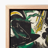 Genesis Ii - Franz Marc Abstract Expressionist Art Print / Canvas Framed Artwork Stylized Depiction Fish Bold Black Marc’s, Primordial