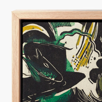 Genesis Ii - Franz Marc Abstract Expressionist Art Print / Canvas Framed Artwork Stylized Depiction Fish Bold Black Marc’s, Primordial