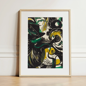 Genesis Ii - Franz Marc Abstract Expressionist Art Print / Canvas Framed Abstract Print Bold Black Green Yellow Shapes Franz Marc’s