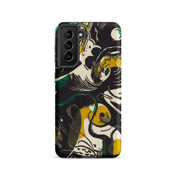 Genesis Ii - Franz Marc Samsung Case, Galaxy S21 / Matte, Black Smartphone Case Abstract Design Lines Shapes Yellow