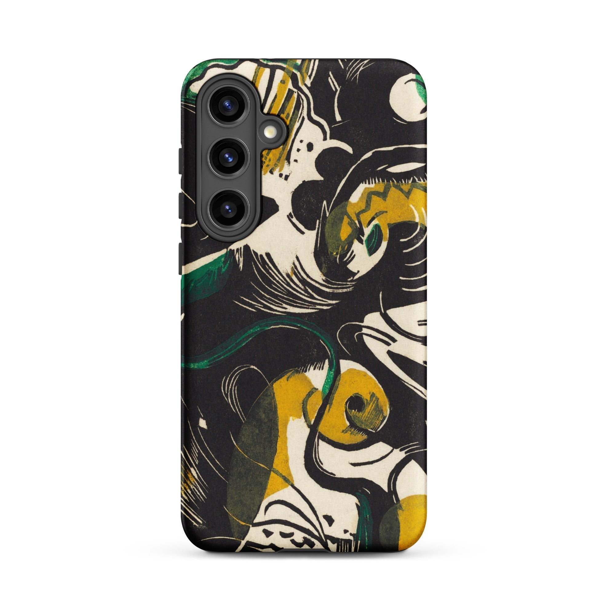 Genesis Ii Franz Marc Samsung Case, Galaxy S24 Plus / Matte, Black Phone Case Yellow Green White Abstract Design