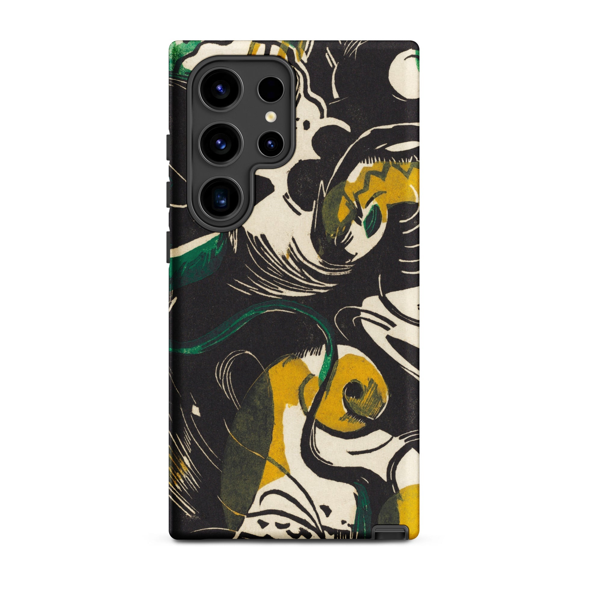 Genesis Ii Franz Marc Samsung Case, Galaxy S24 Ultra / Matte, Smartphone Dark Toned Case Abstract Green Yellow White Design
