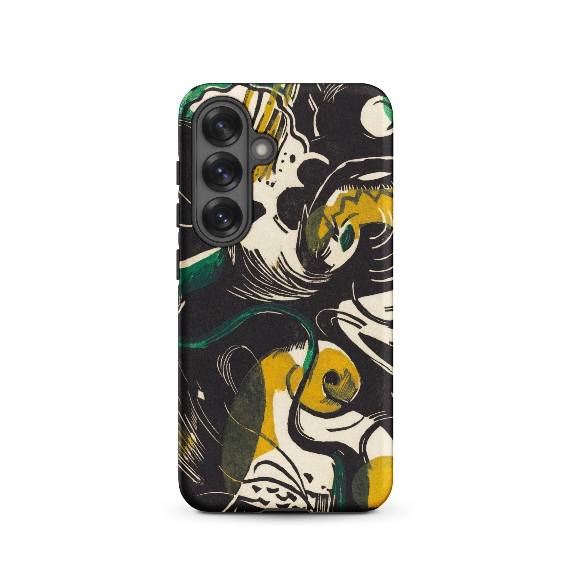 Genesis Ii Franz Marc Samsung Case, Galaxy S25 / Matte, Smartphone Case Abstract Black Yellow Green Pattern