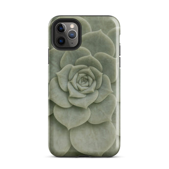 Geometric Succulent Phone Case Iphone 11 Pro Max / Gloss Sleek Matte-finish Phone Case Detailed Muted Green Succulent Baja California’s
