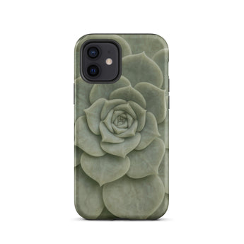 Geometric Succulent Phone Case Iphone 12 / Matte Sleek Matte-finish Phone Case Detailed Muted Green Succulent Baja California’s Stone,