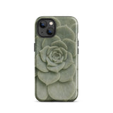 Geometric Succulent Phone Case Iphone 13 / Gloss Sleek Matte-finish Phone Case Detailed Muted Green Succulent Baja California’s Stone,