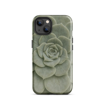 Geometric Succulent Phone Case Iphone 13 / Gloss Sleek Matte-finish Phone Case Detailed Muted Green Succulent Baja California’s Stone,